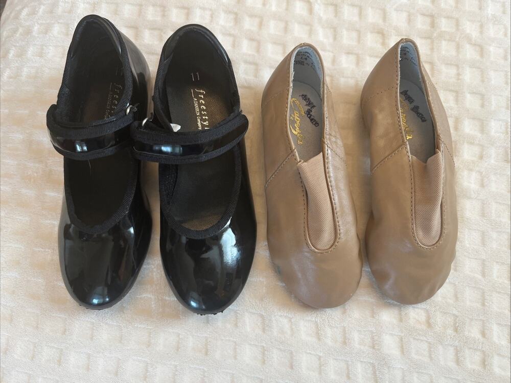 Freestyle Danskin Tap Girls Sz 11 11.5 Adjustable Strap Capezia Jazz Shoes LOT